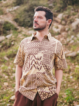 Bhargava Shirt Tribal Handblock Printed Cotton Shirt – Boho Ethnic Style