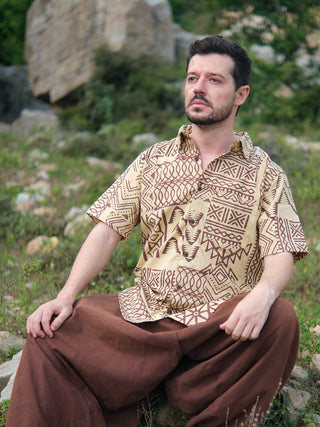 Bhargava Shirt Tribal Handblock Printed Cotton Shirt – Boho Ethnic Style