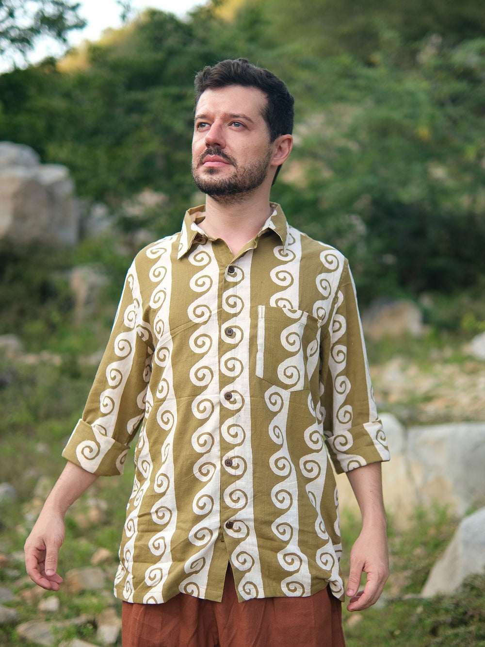 Varen Shirt Spiral Handblock Cotton Shirt