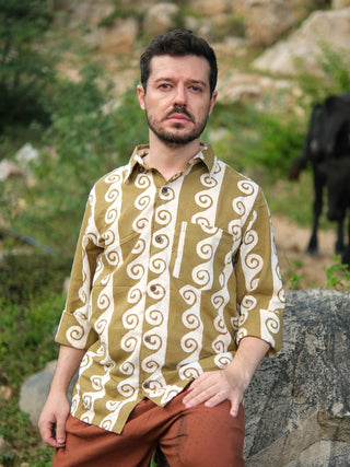 Varen Shirt Spiral Handblock Cotton Shirt – Boho Ethnic Wear