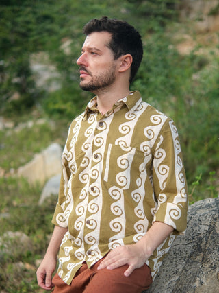 Varen Shirt Spiral Handblock Cotton Shirt – Boho Ethnic Wear