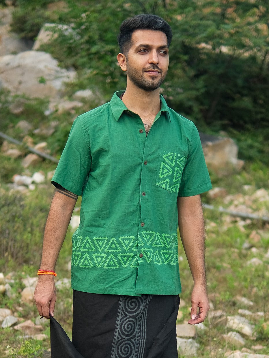 Tridha Hemd Tribal Handblock Baumwollhemd – Boho Stil