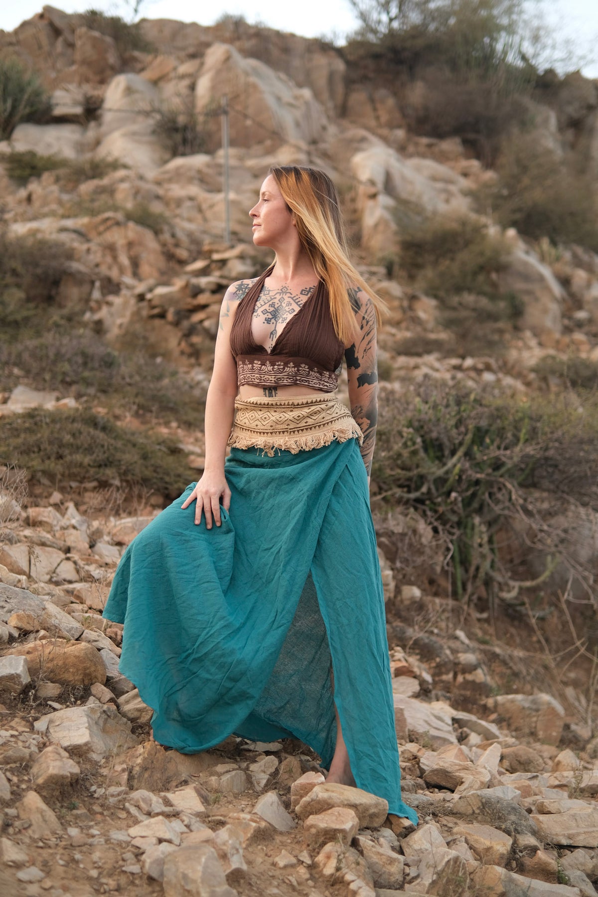 Tribal Flame Wrap Skirt in cotton with tribal print – Crystal Heal
