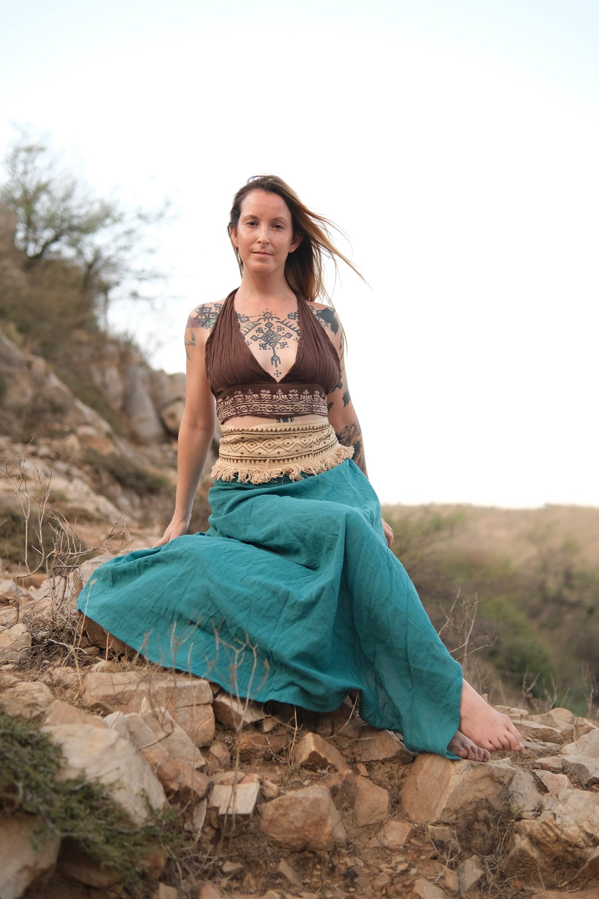 Tribal Flame Wrap Skirt in cotton with tribal print – Crystal Heal