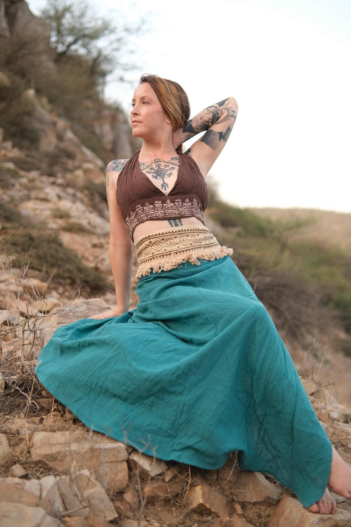 Tribal Flame Wrap Skirt in cotton with tribal print – Crystal Heal