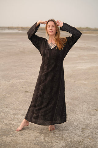 Midnight Handblock V-Neck Top