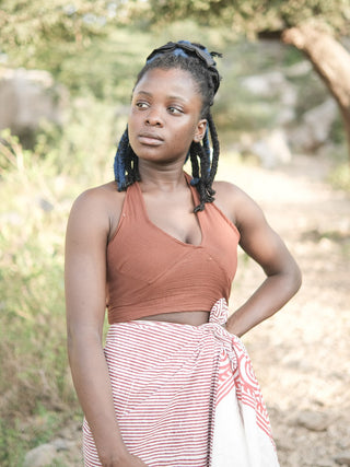 Diva halter neck brown boho top