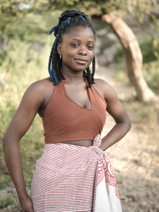 Diva halter neck brown boho top