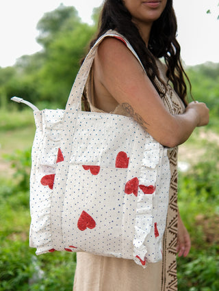 Boho Ruffled Tote Bag