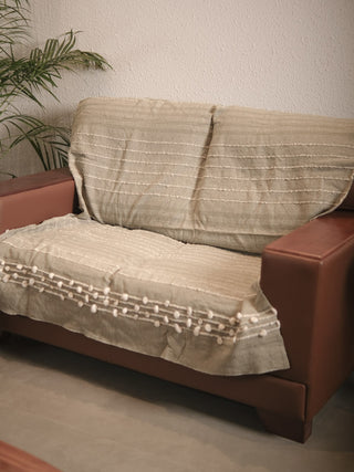 Nivara Textured Gray Cotton Sofa Throw