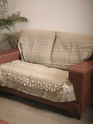 Nivara Textured Gray Cotton Sofa Throw