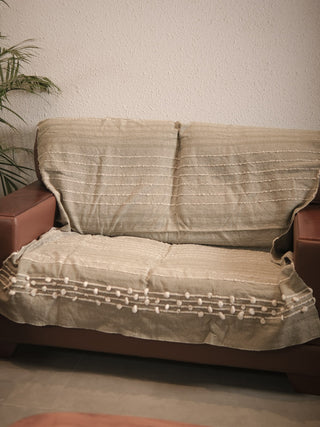 Nivara Textured Gray Cotton Sofa Throw