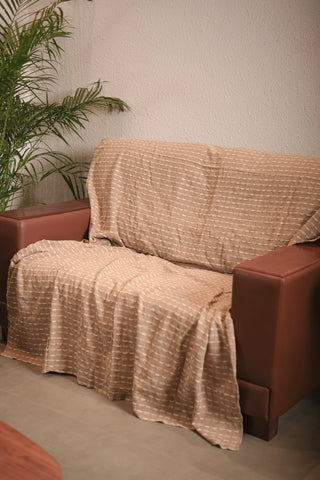 Tavisa Textured Beige Cotton Sofa Throw