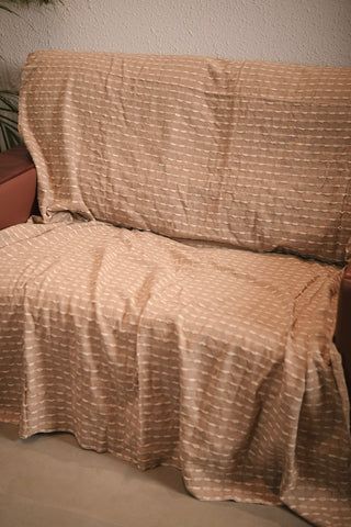 Tavisa Textured Beige Cotton Sofa Throw