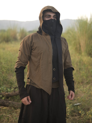 Ninja Jacke – Baumwoll-Hoodie mit Reißverschluss bis ins Gesicht | Boho Streetwear für Herren