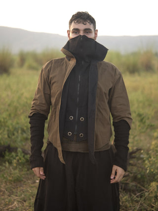 Ninja Jacke – Baumwoll-Hoodie mit Reißverschluss bis ins Gesicht | Boho Streetwear für Herren