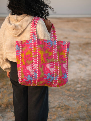 WanderBloom Block Print Tote Bag