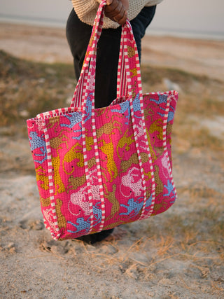 WanderBloom Block Print Tote Bag