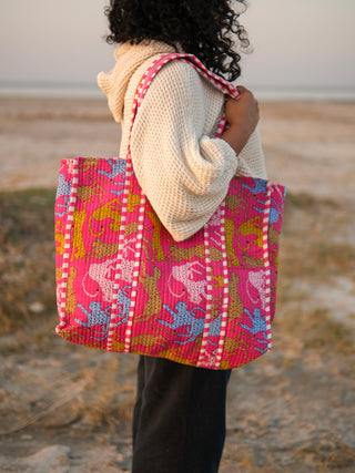 WanderBloom Block Print Tote Bag