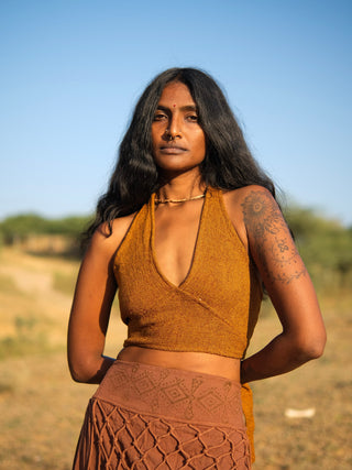 Ira Handwoven Halter Crop Top