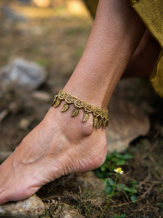 Tribal Leaf Charm Anklet