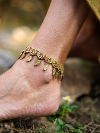 Tribal Leaf Charm Anklet