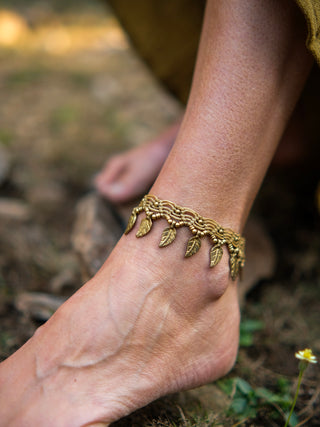 Tribal Leaf Charm Anklet