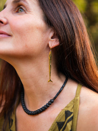 Golden Fish Dangle Earrings