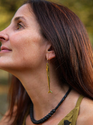 Golden Fish Dangle Earrings