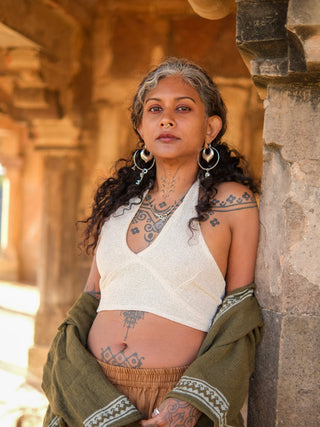 Ira Handwoven Halter Crop Top