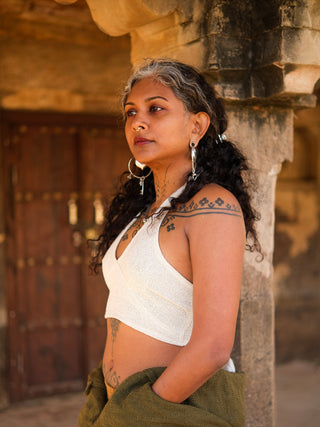 Ira Handwoven Halter Crop Top