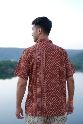 Tribal block print  Cotton Half Sleeeve Shirt