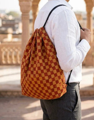 Mitti Check Drawstring Bag