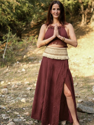 Tribal Flame Wrap Skirt in cotton with tribal print – Crystal Heal