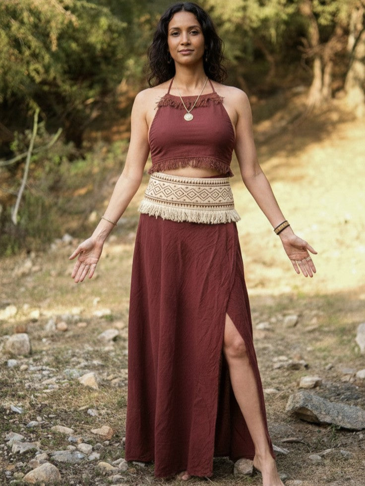 Tribal Flame Wrap Skirt in cotton with tribal print – Crystal Heal