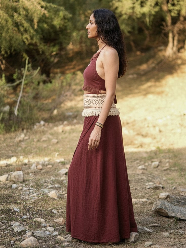 Tribal Flame Wrap Skirt in cotton with tribal print – Crystal Heal