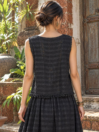 Zar Top – Ärmelloses, offen gewebtes Baumwoll-Crop-Top für Damen