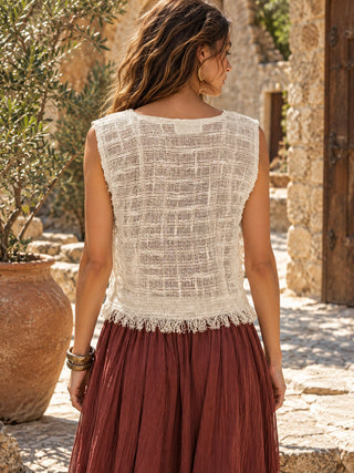 Zar Top – Ärmelloses, offen gewebtes Baumwoll-Crop-Top für Damen