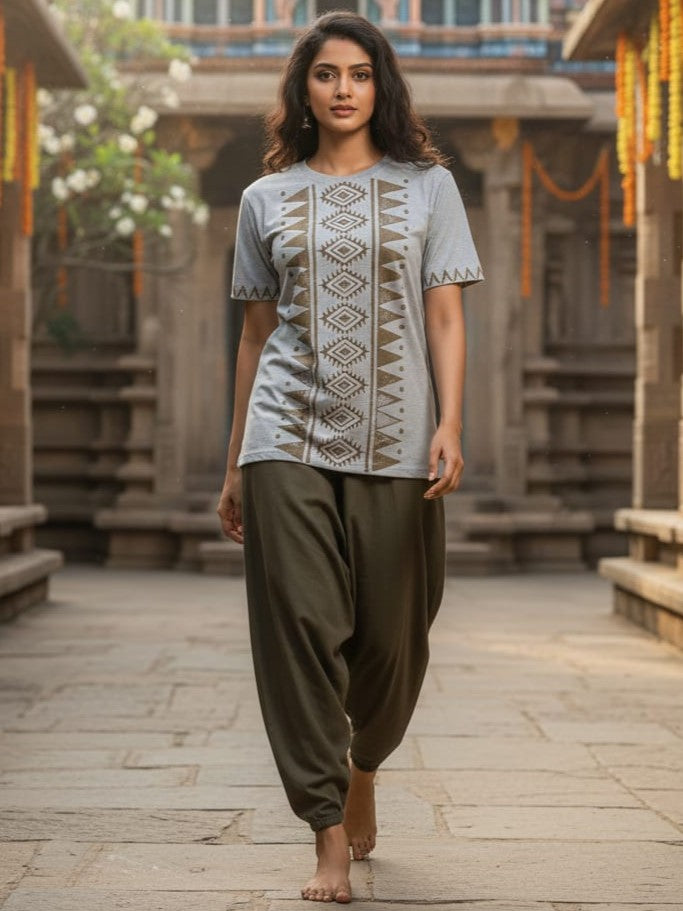 Aadi Baumwoll-T-Shirt mit Tribal-Print