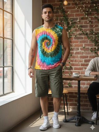Psychedelic Spiral Tie-Dye Sleeveless T-Shirt