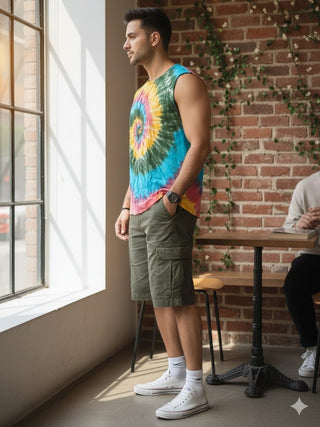 Psychedelic Spiral Tie-Dye Sleeveless T-Shirt