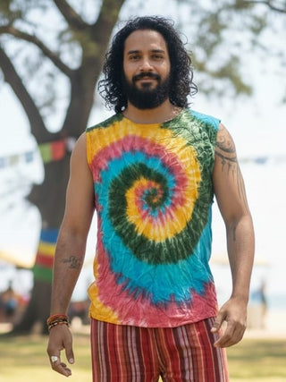 Psychedelic Spiral Tie-Dye Sleeveless T-Shirt
