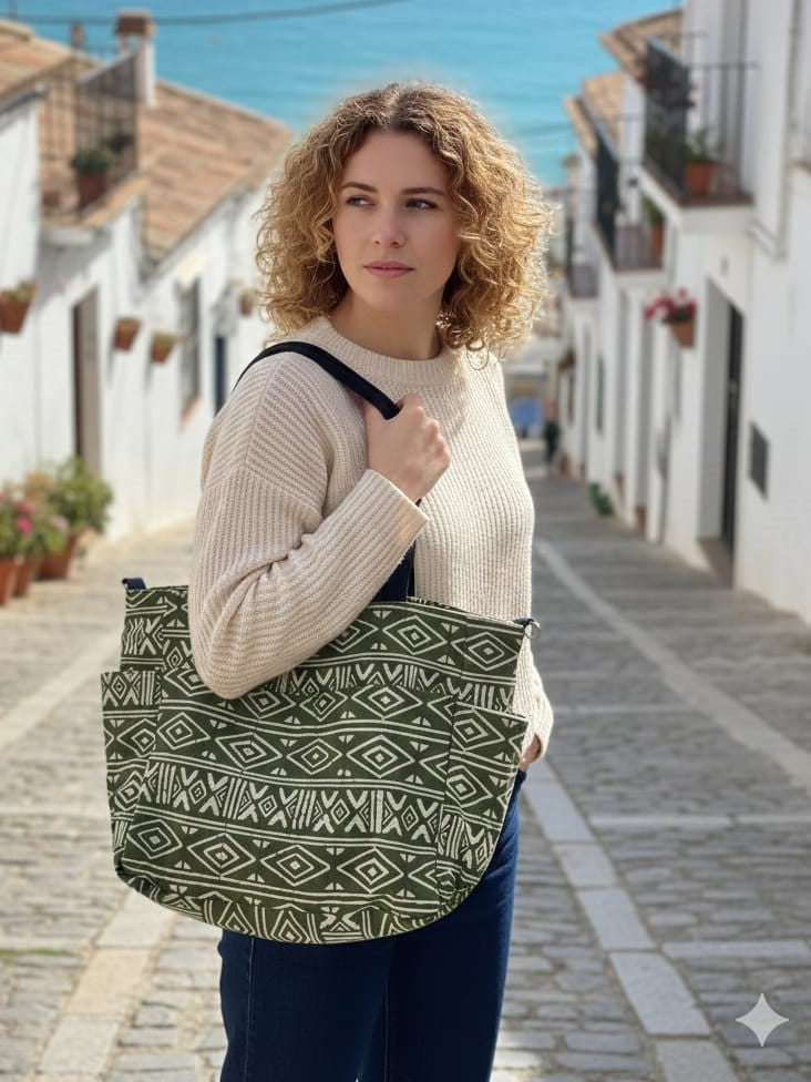Naya Boho Tribal Tote – Handwoven Cotton Bag with Artisan Tribal Patterns