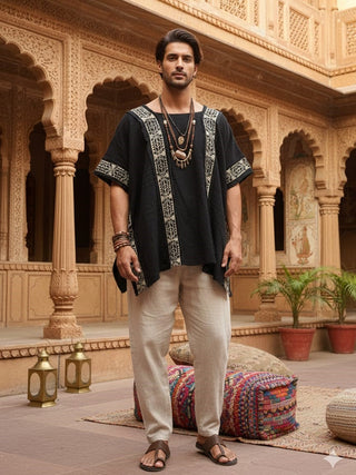 Aarini Boho Tribal Border Poncho