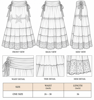 Sitara — Lace-Trim Tiered Maxi Skirt