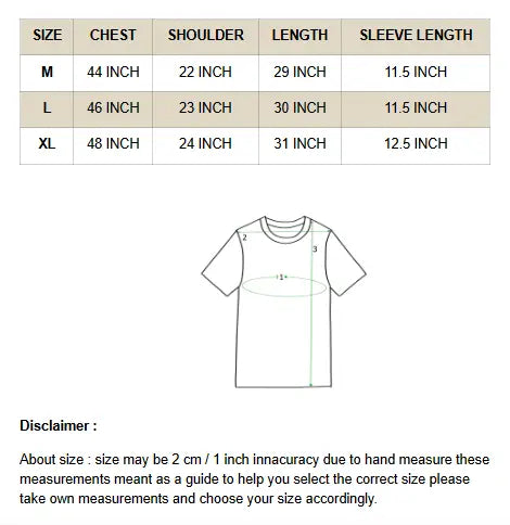 Baggy Knit T-shirt size chart with chest, shoulder, length and sleeve measurements in M L XL