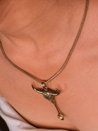 Bull Snuff Spoon Necklace - Crystal Heal