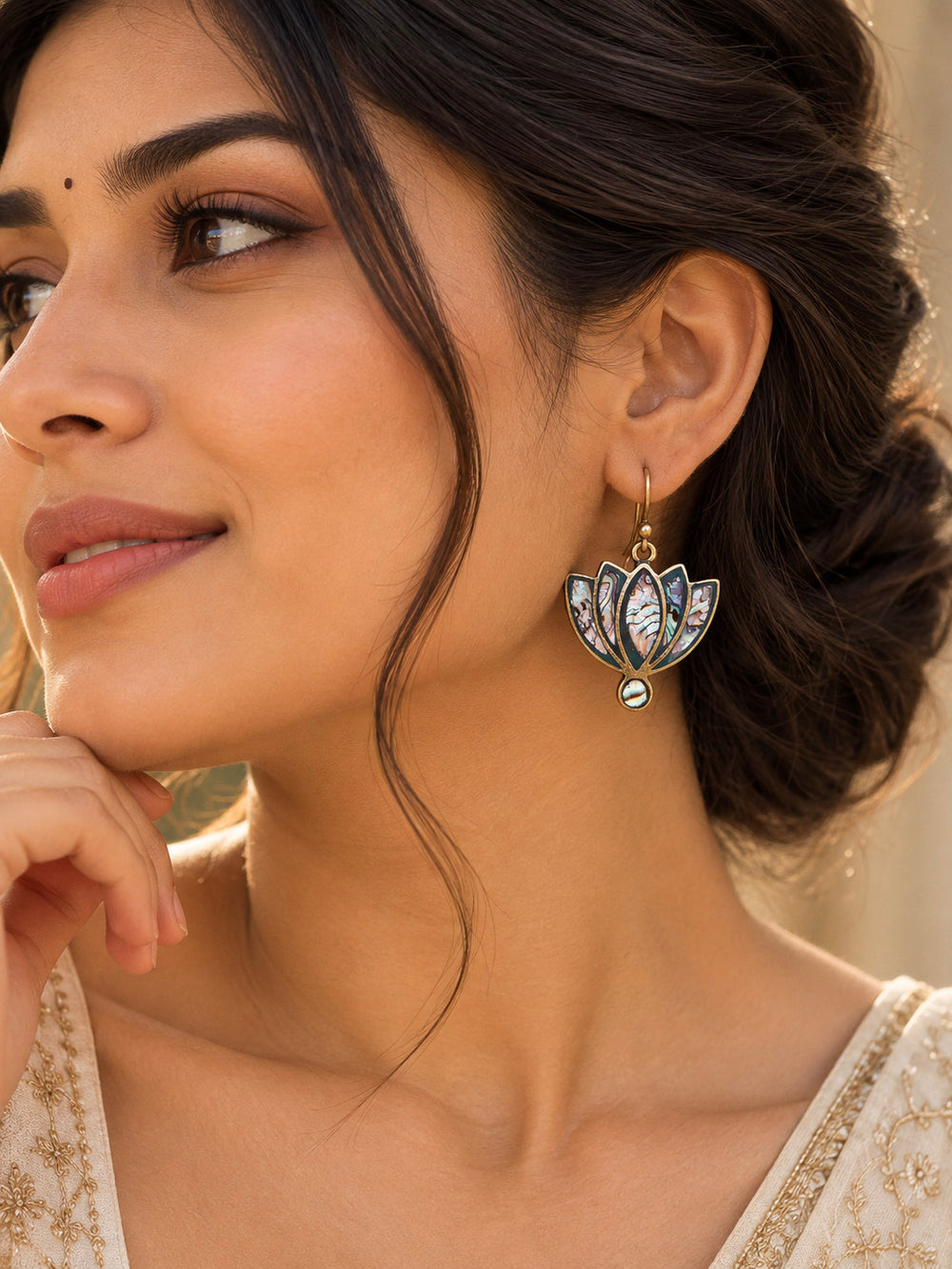 Neelkamal Lotus Drop Earrings