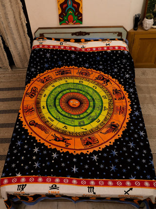 Hand Painted Zodiac Bed sheet - Crystal Heal