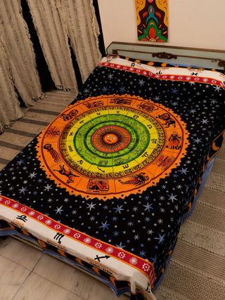 Hand Painted Zodiac Bed sheet - Crystal Heal